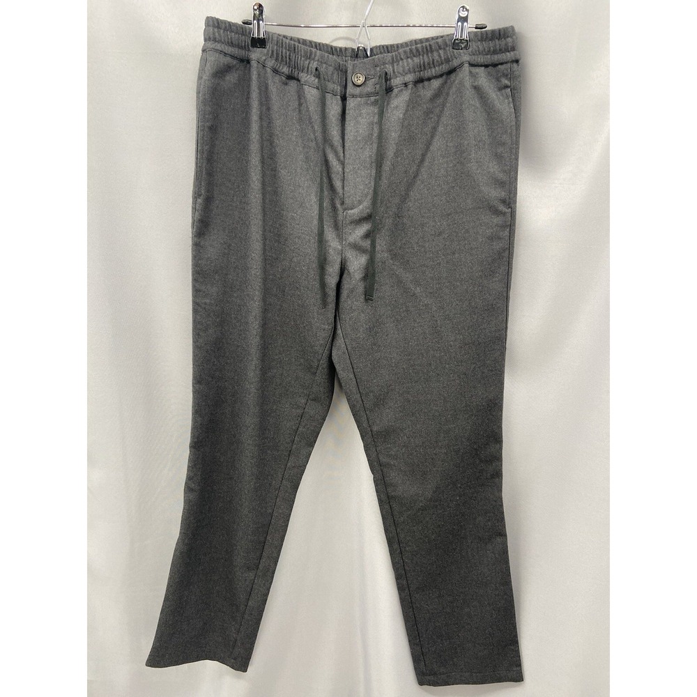 J.Crew Men's Charcoal Gray Elastic Drawstring Waist Wool Pants Size 34 X 30.5